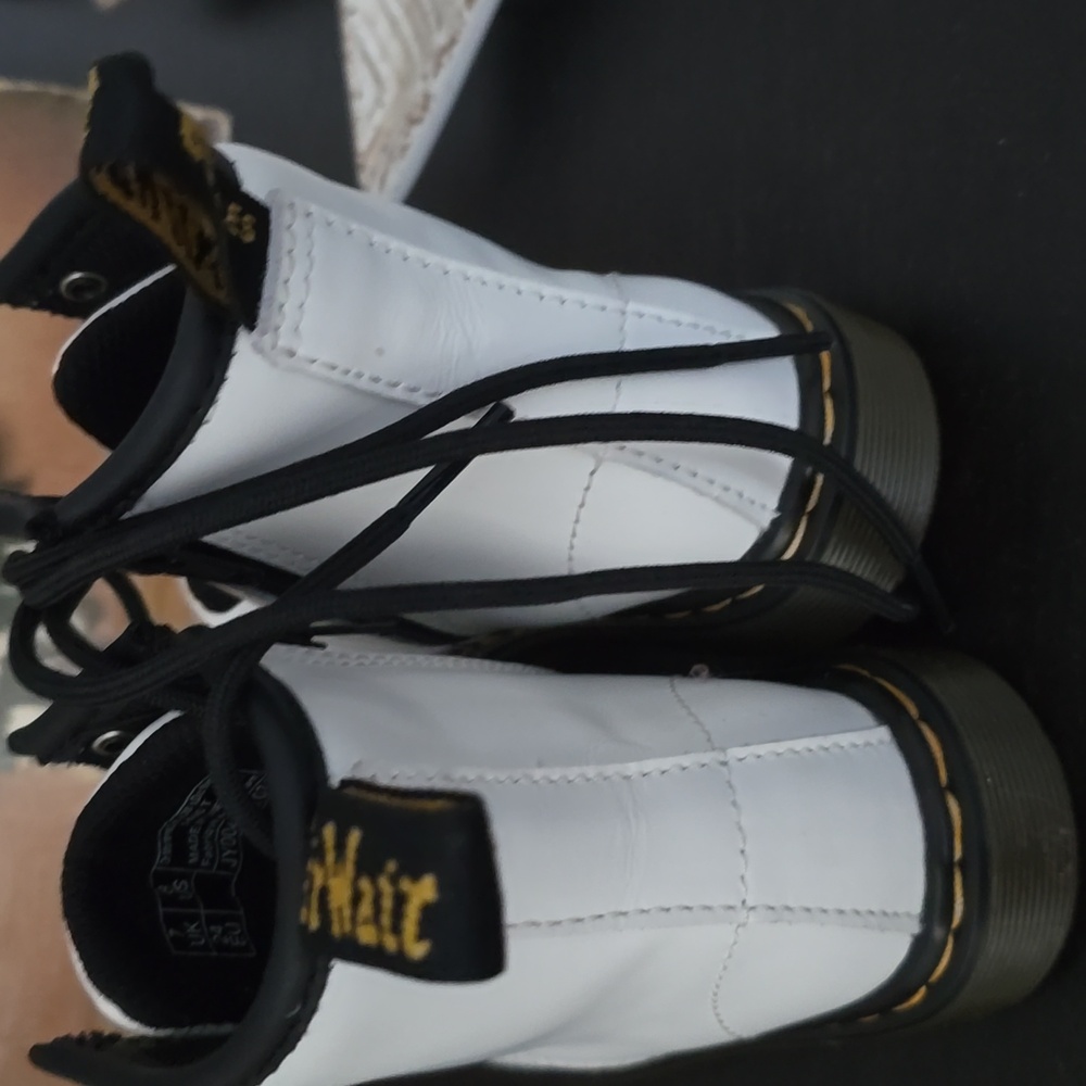 Dr. Martens White and Black Lace-Up Boots #6 - Picture 3 of 4